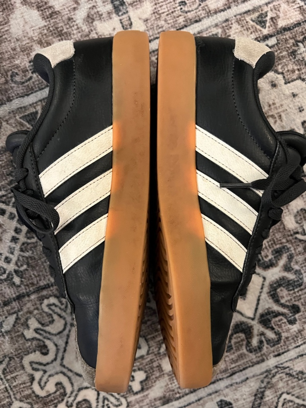 adidas Black and tan Samba Platform Court Low-Top Sneakers with Gum Sole